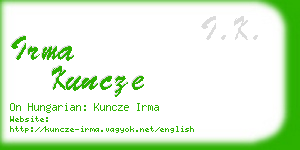 irma kuncze business card